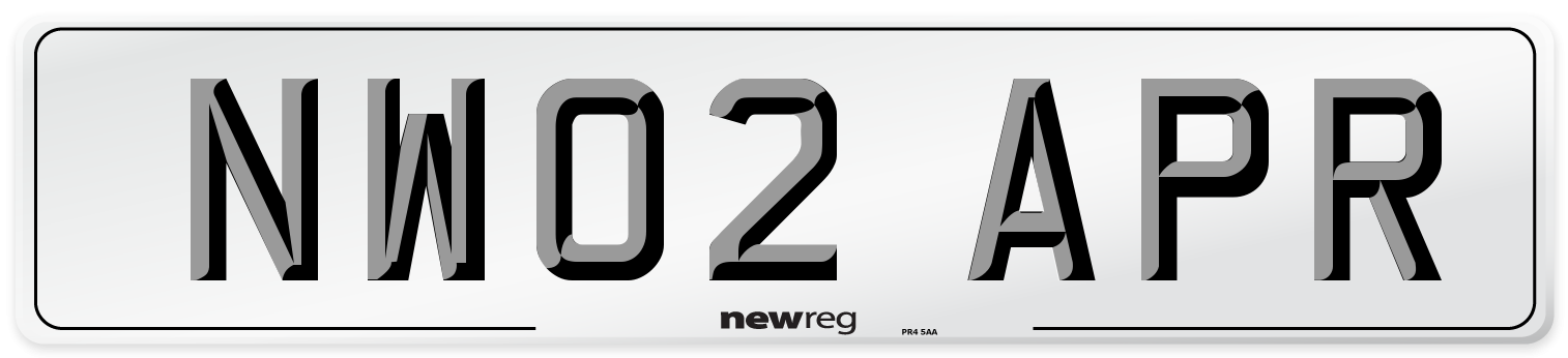 NW02 APR Number Plate from New Reg